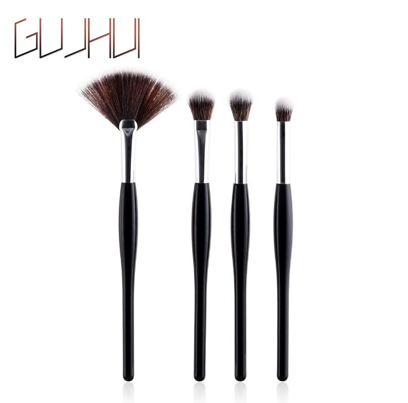 8-Piece Makeup Brush Set with Black Handle and Silver Tubes ( check pack option before buying)