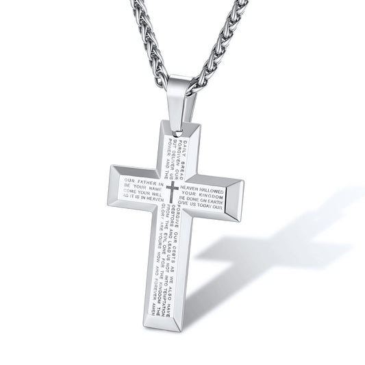 Supcare Cross Necklace for Men With Bible Verse