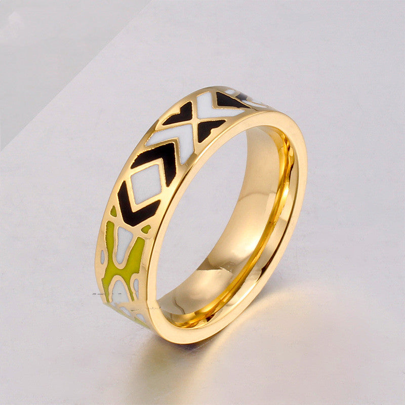 Ethnic Style Popular Retro Enamel Ring