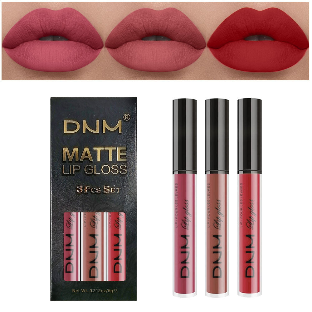 ALL Color Variation DNM Non-Stick Lip Gloss 3-Piece Set - Matte Metallic (Multiple different color packs) see options