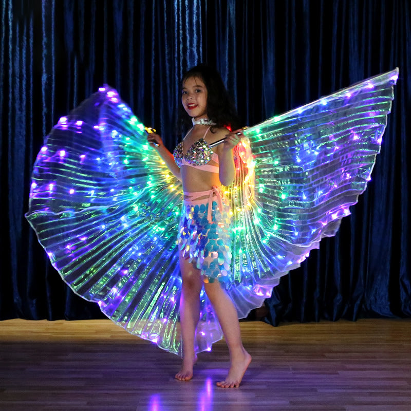 LED Glow Wings for Belly Dance, Fluorescent Butterfly Cape