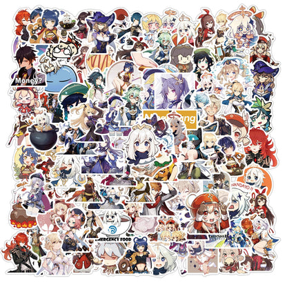 Genshin Impact Stickers 100pcs Video Game Stickers Waterproof Vinyl for Laptop Hydroflask Water Bottle Skateboard Luggage (100 Cute)
