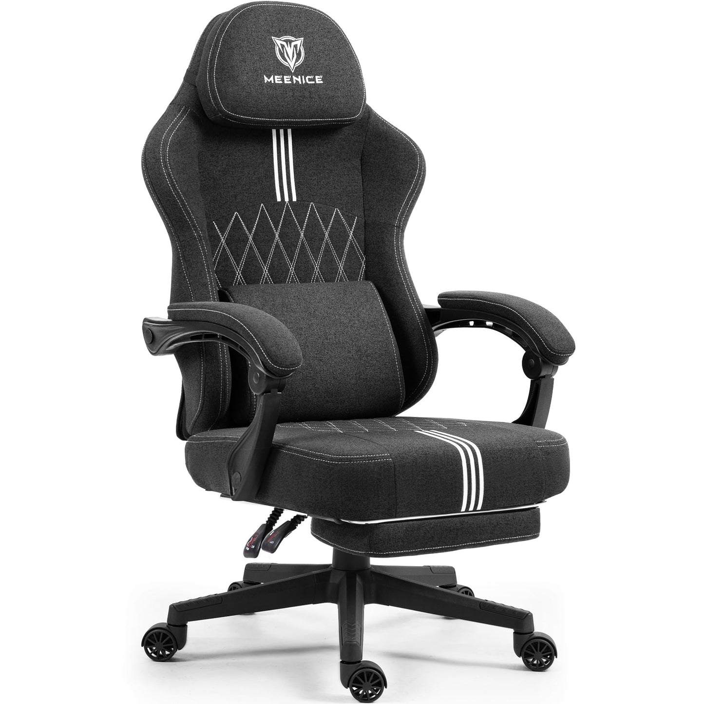 Gaming Chair with Footrest and Pocket Spring CushionBig and tall Fabric game chair with Cooling Gel and Massage LumbarAdjustable High Back Ergonomic Computer Chair for Adults-Supports up to 300LBS