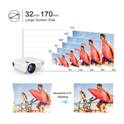 (HOT!!) 1080p Hd Portable Projector ((3600)) lumens!!! High-Brightness, High-Definition, (Projection Size: 32 - 170 cm) built-in speaker!