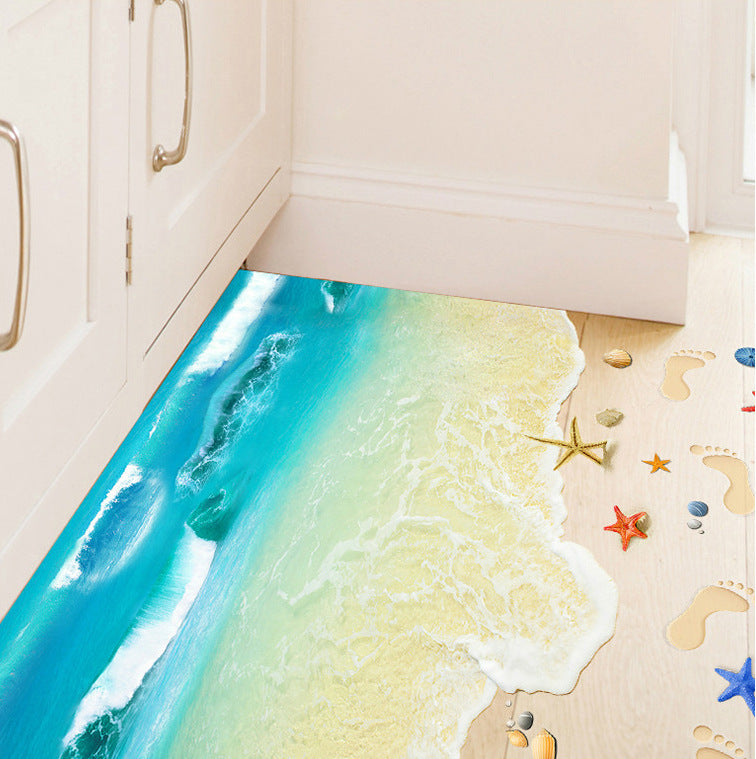 3D Ocean and Lotus Floor Stickers for Bedroom Living Room