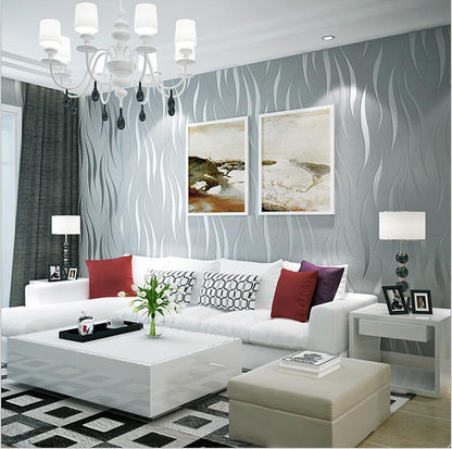 Eco-Friendly Wave Pattern Non-Woven Wallpaper 3D Design