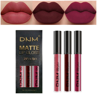 ALL Color Variation DNM Non-Stick Lip Gloss 3-Piece Set - Matte Metallic (Multiple different color packs) see options