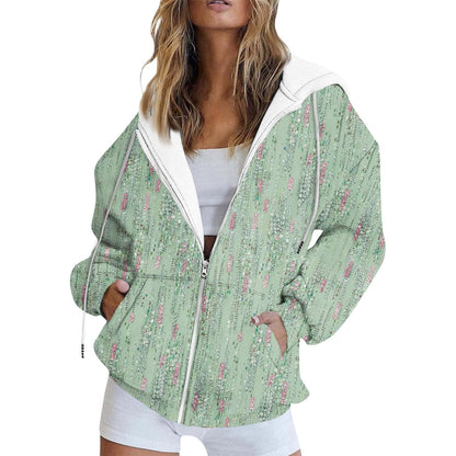 Holiday Outfits For Women 2024 Sherpa Drawstring Long Sleeve Hooded Sweater Beach Sparkly Glitter Pullover Top Zip Up Fashion Thick Hoodie Womans With Pocket Fall Holiday Clothes 06Mint Green XL