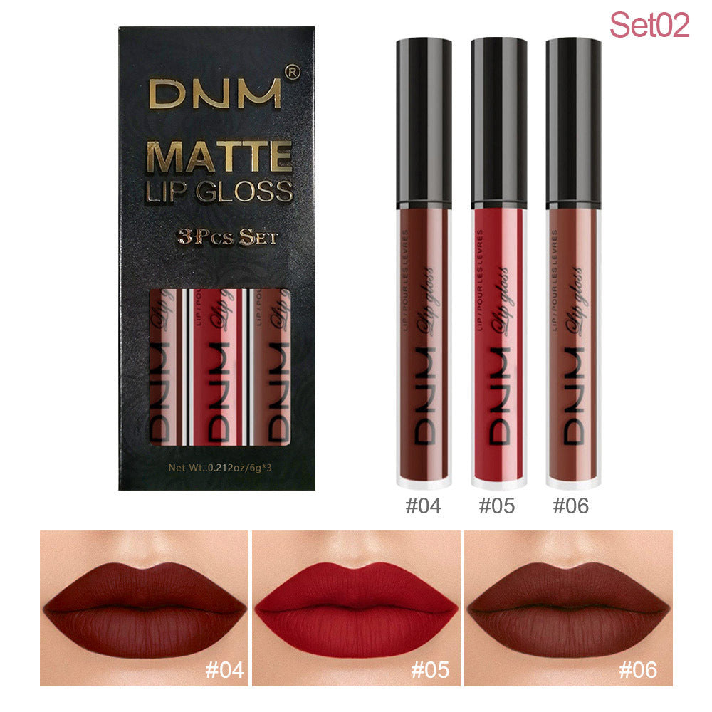 ALL Color Variation DNM Non-Stick Lip Gloss 3-Piece Set - Matte Metallic (Multiple different color packs) see options