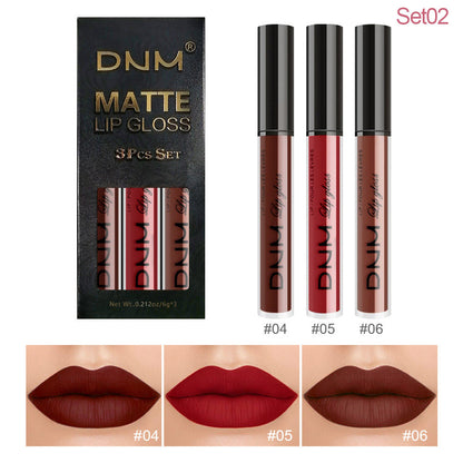 ALL Color Variation DNM Non-Stick Lip Gloss 3-Piece Set - Matte Metallic (Multiple different color packs) see options