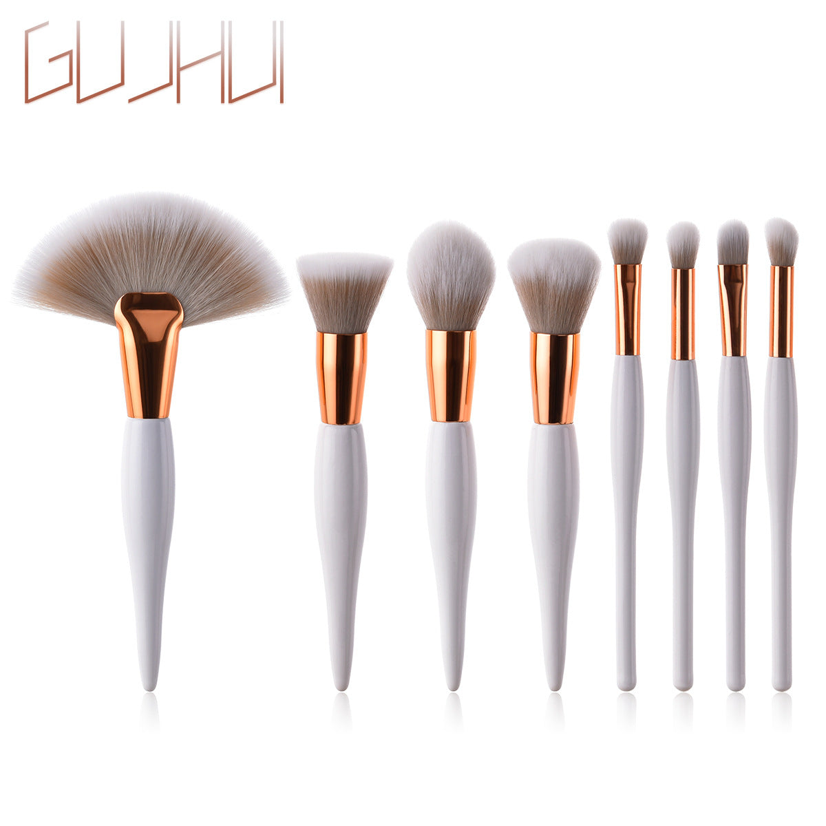 8-Piece Makeup Brush Set with Black Handle and Silver Tubes ( check pack option before buying)