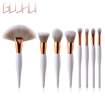 8-Piece Makeup Brush Set with Black Handle and Silver Tubes ( check pack option before buying)