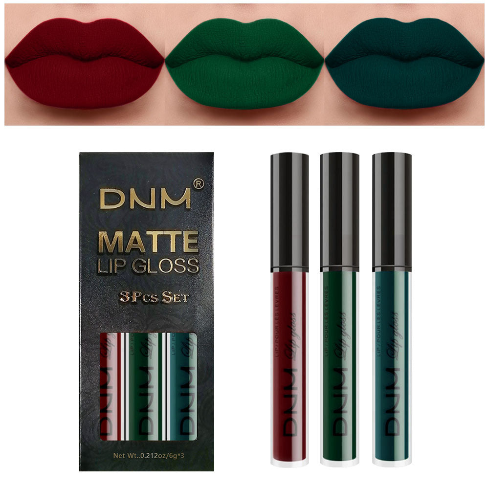 ALL Color Variation DNM Non-Stick Lip Gloss 3-Piece Set - Matte Metallic (Multiple different color packs) see options