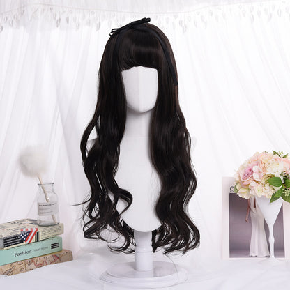 Dyed Long Roll Wig with Air Bangs for COSplay