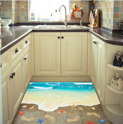 3D Ocean and Lotus Floor Stickers for Bedroom Living Room