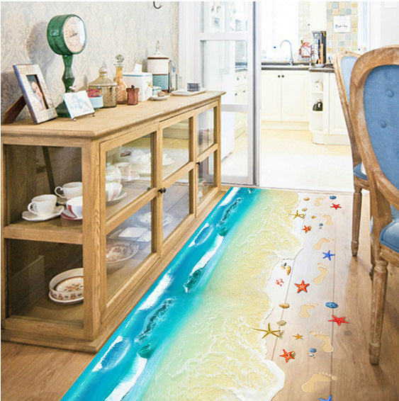 3D Ocean and Lotus Floor Stickers for Bedroom Living Room