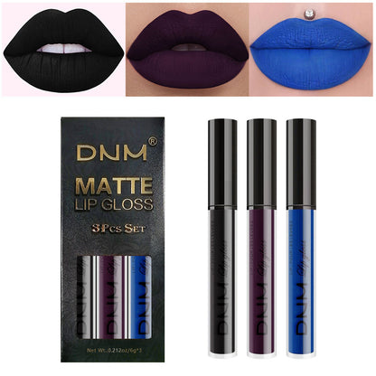 ALL Color Variation DNM Non-Stick Lip Gloss 3-Piece Set - Matte Metallic (Multiple different color packs) see options
