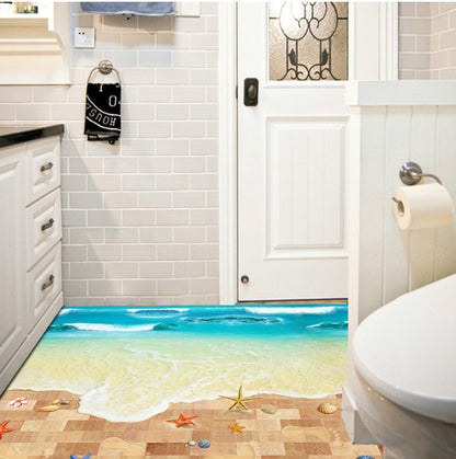 3D Ocean and Lotus Floor Stickers for Bedroom Living Room