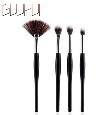 8-Piece Makeup Brush Set with Black Handle and Silver Tubes ( check pack option before buying)