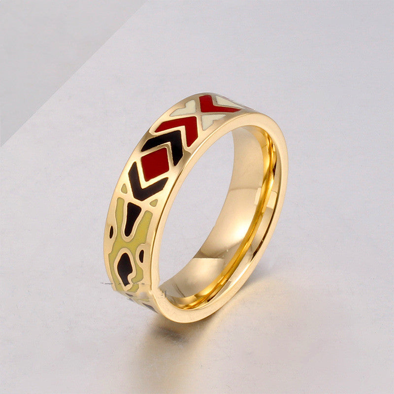 Ethnic Style Popular Retro Enamel Ring
