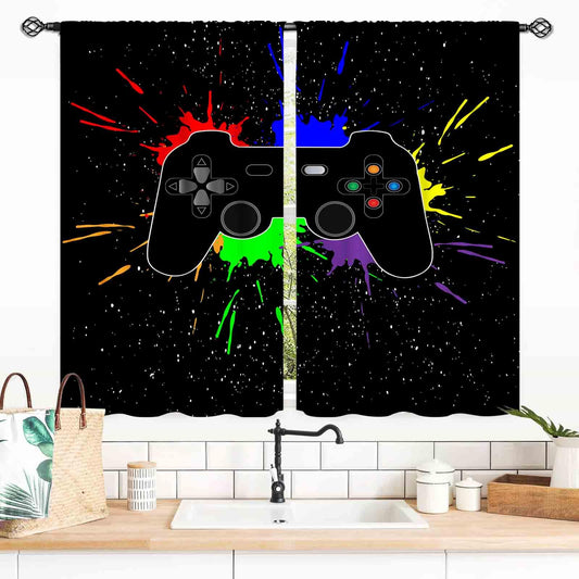 Gaming Curtains for Kids Boys Teens Bedroom Colorful Game Controller Gamer Window Drapes for Living Room Nursery Playroom Decor Graffiti Gamepad Video Game Room Curtains Treatmens 55"x39" Inch