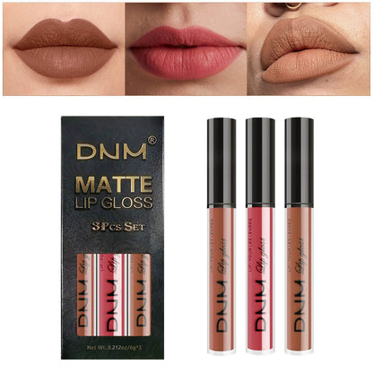 ALL Color Variation DNM Non-Stick Lip Gloss 3-Piece Set - Matte Metallic (Multiple different color packs) see options