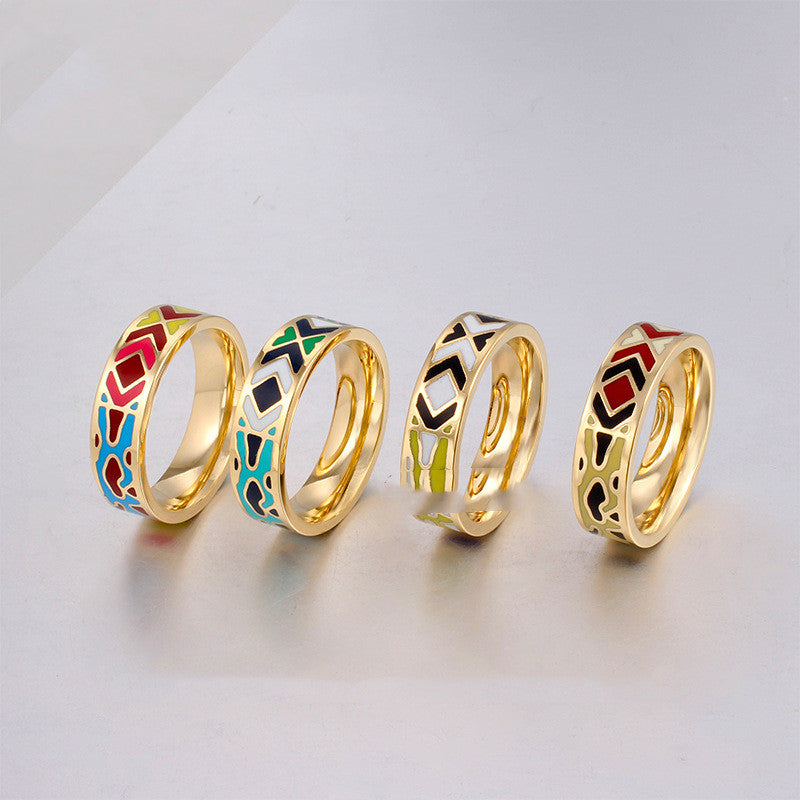 Ethnic Style Popular Retro Enamel Ring