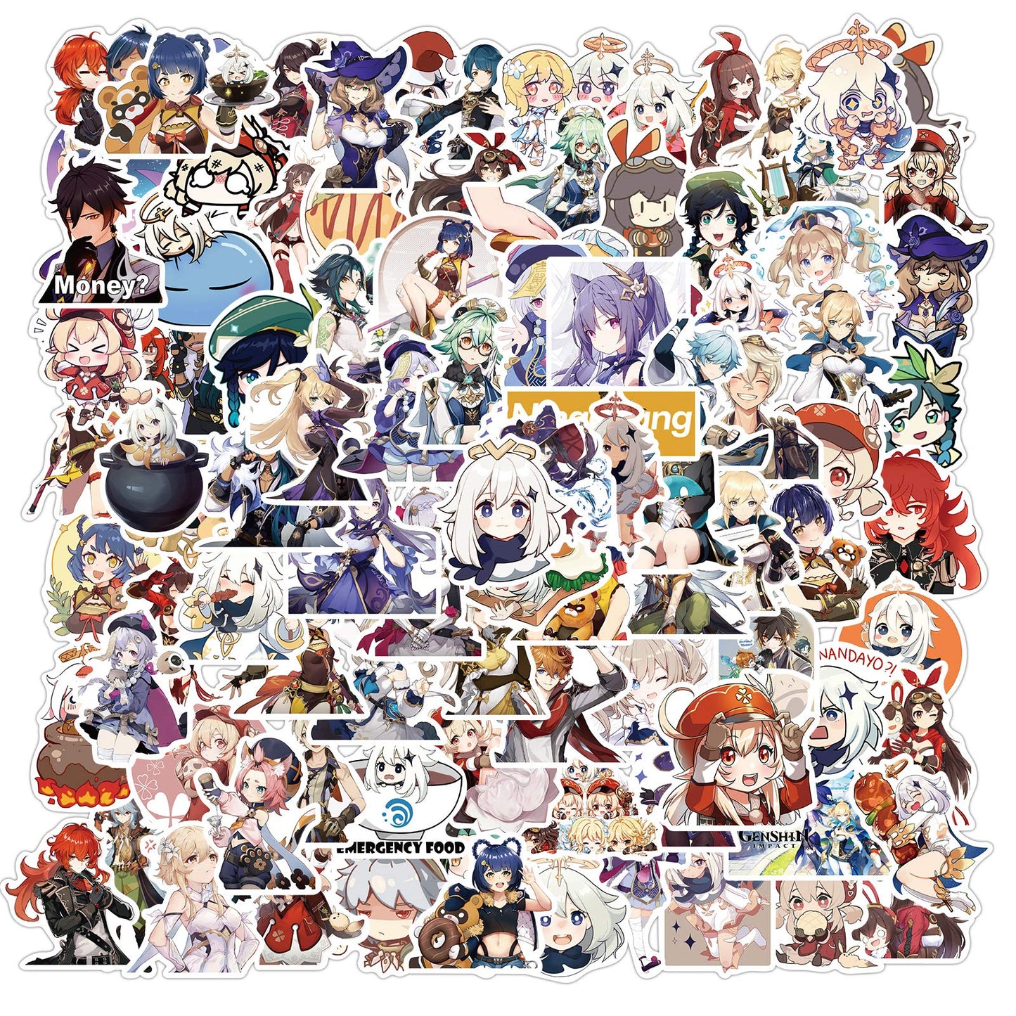 Genshin Impact Stickers 100pcs Video Game Stickers Waterproof Vinyl for Laptop Hydroflask Water Bottle Skateboard Luggage (100 Cute)