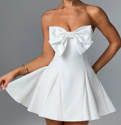 Beautiful bow-tie short sexy dress! (BLACK/WHITE)