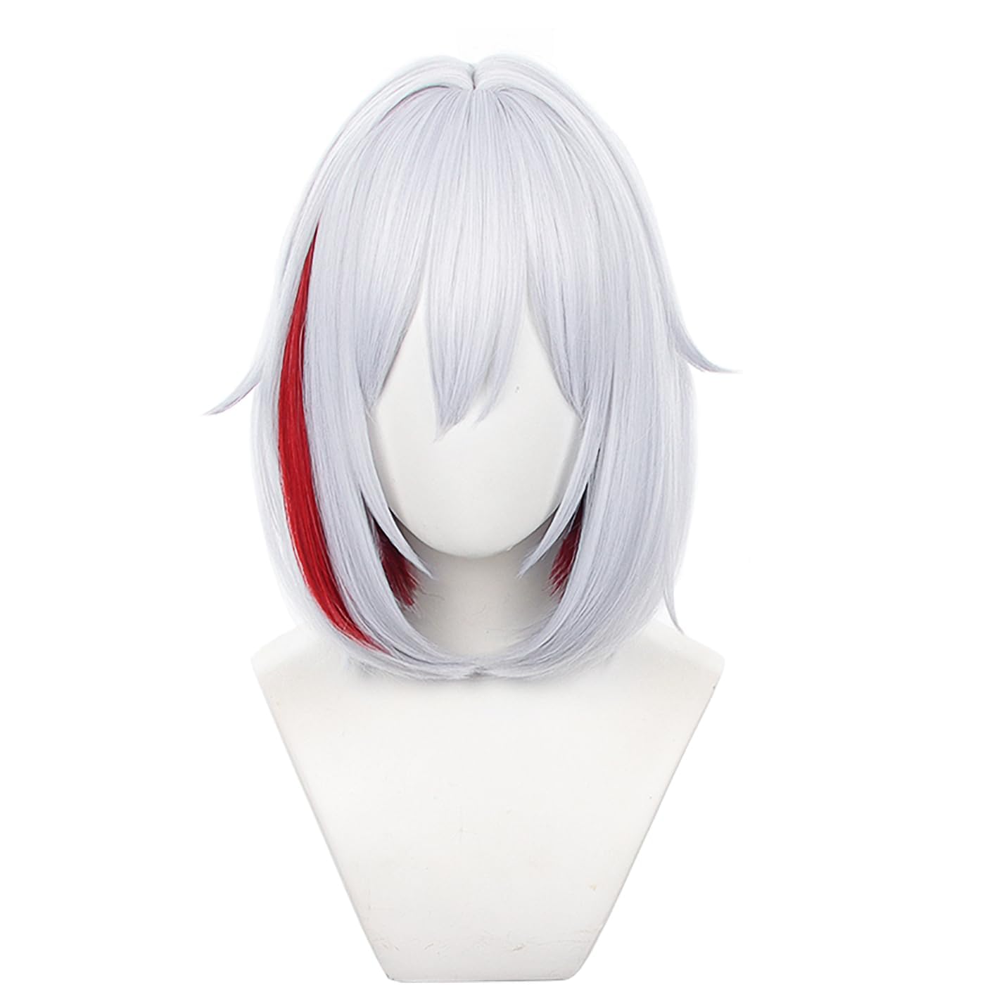Ticomoco Topaz Cosplay Wig Short White Mixed Red Cosplay Game Hair Halloween Costume straight Wig for Women