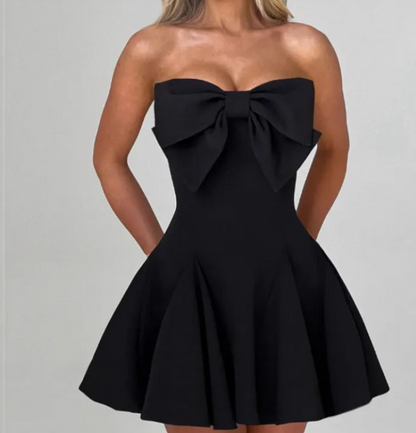 Beautiful bow-tie short sexy dress! (BLACK/WHITE)
