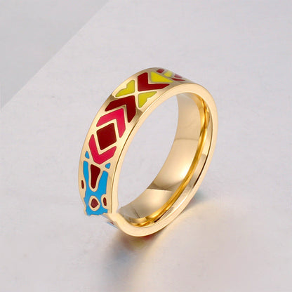 Ethnic Style Popular Retro Enamel Ring