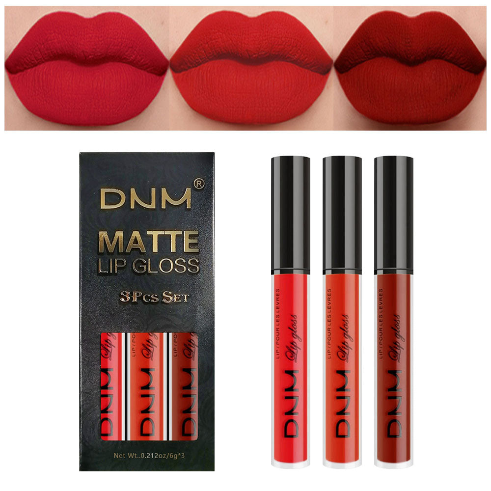 ALL Color Variation DNM Non-Stick Lip Gloss 3-Piece Set - Matte Metallic (Multiple different color packs) see options