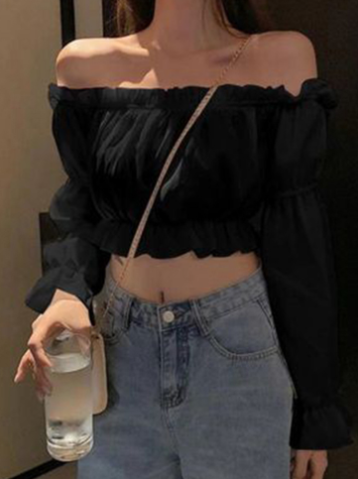Cute! Women's Off Shoulder One Word Design Top