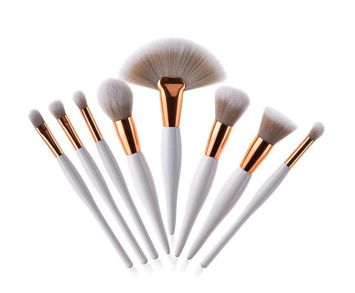 8-Piece Makeup Brush Set with Black Handle and Silver Tubes ( check pack option before buying)