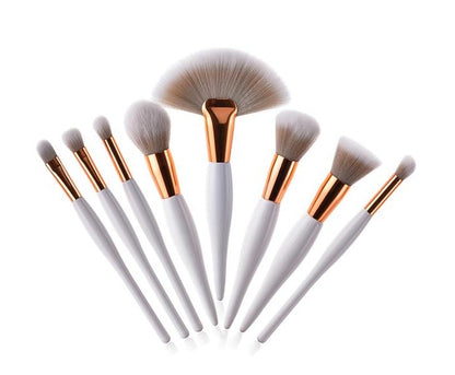 8-Piece Makeup Brush Set with Black Handle and Silver Tubes ( check pack option before buying)