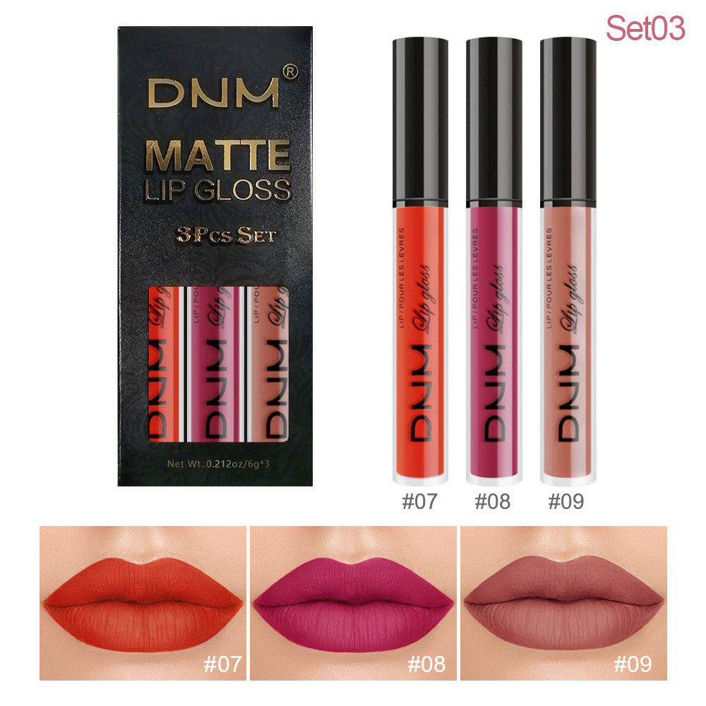 ALL Color Variation DNM Non-Stick Lip Gloss 3-Piece Set - Matte Metallic (Multiple different color packs) see options