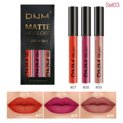 ALL Color Variation DNM Non-Stick Lip Gloss 3-Piece Set - Matte Metallic (Multiple different color packs) see options